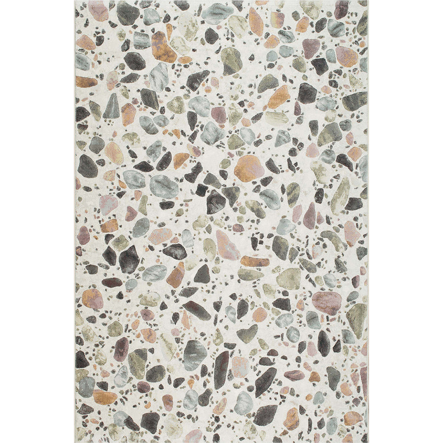 Релефен Килим Argentum Цветни Камъчета Крем Стандартен / 133 х 195