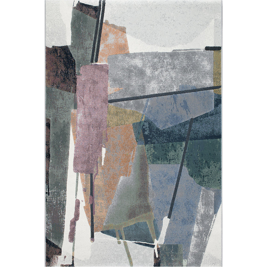 Релефен Килим Argentum Синьо-зелено Абстрактно пано Крем Стандартен / 200 х 290