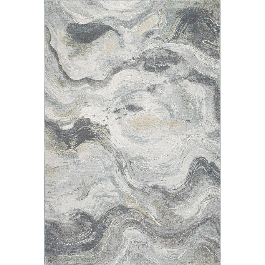 Релефен Килим Argentum Зелени Вълни Сиво Стандартен / 160 х 230