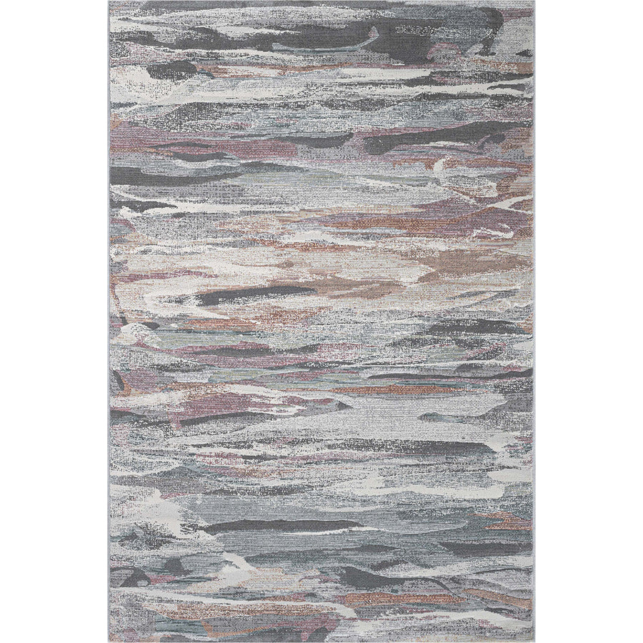 Релефен Килим Argentum Сиво-розови Линии Крем Пътека / 080х150