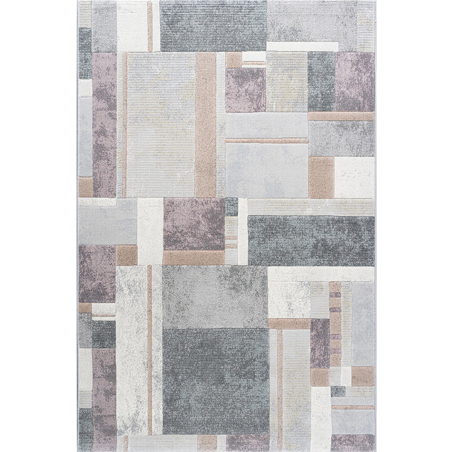 Релефен Килим Argentum Розово Правоъгълници Сиво Стандартен / 160х230