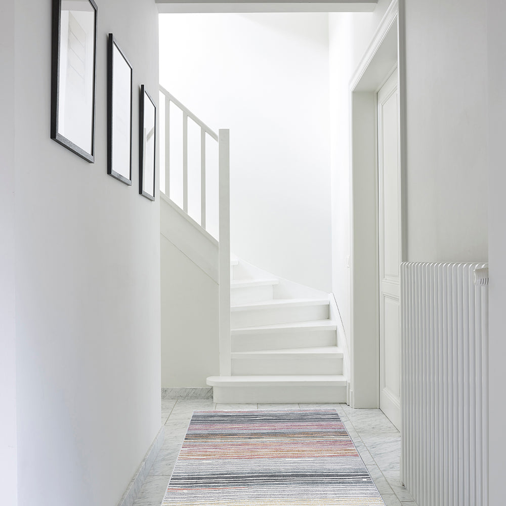 Релефен Килим Аргентум Райе Розово Пътека / 080х150