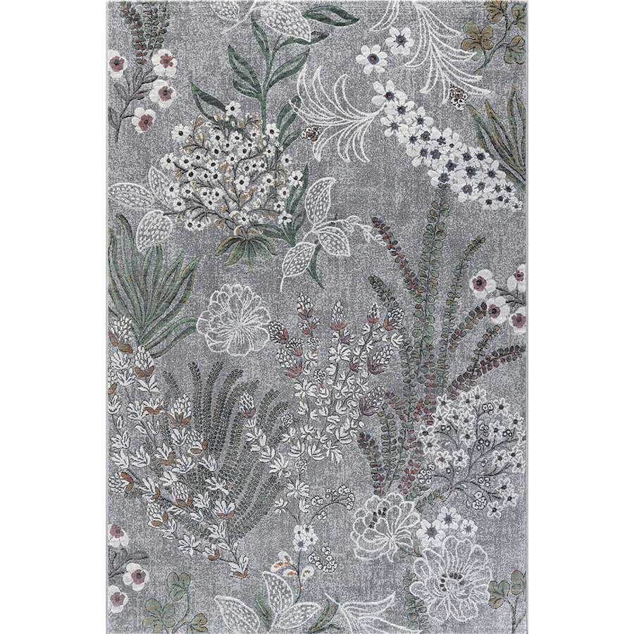 Релефен Килим Аргентум Диви цветя Сиво Стандартен / 200х290