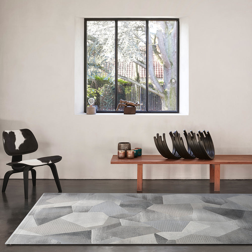 Релефен Килим Аргентум 3D фигури Сиво Стандартен / 200х290