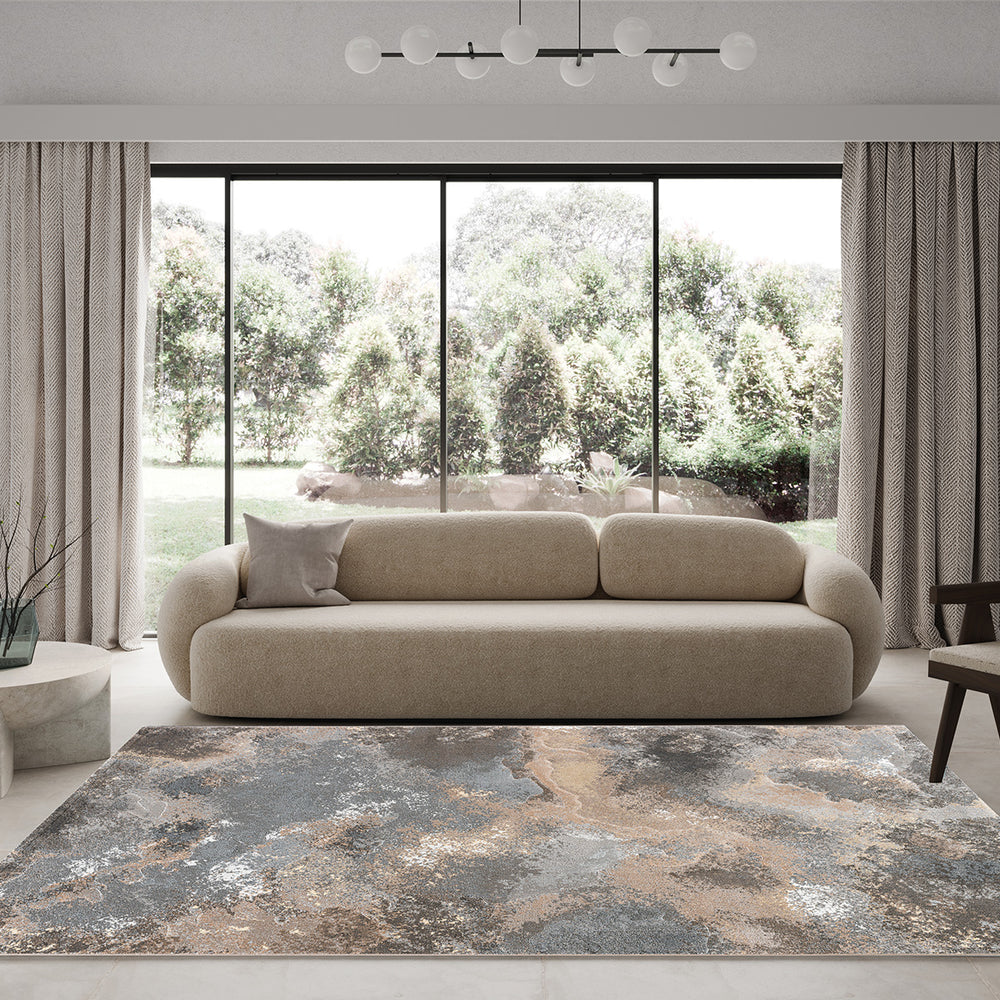 Релефен Килим Аргентум Галактика Сиво кафяво Пътека / 080х150