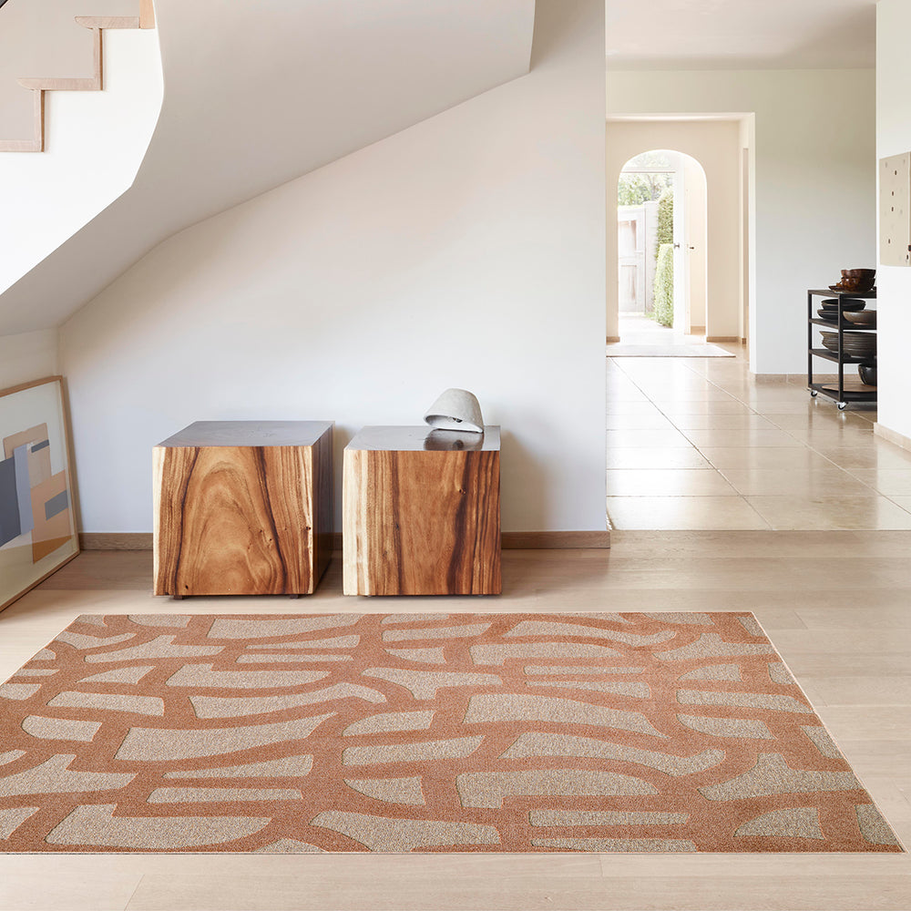 Релефен Килим Туид Ивици Оранжево Стандартен / 100 х 140