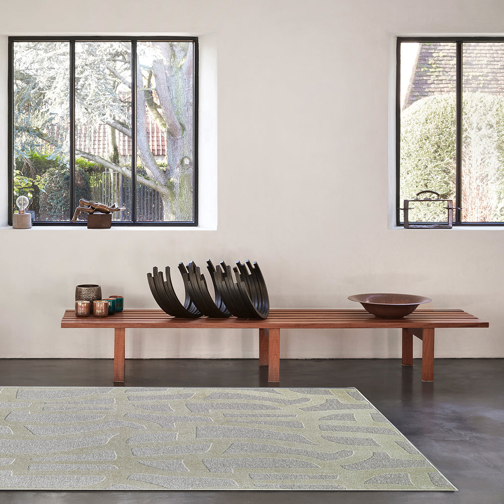 Релефен Килим Туид Ивици Бежово Стандартен / 100 х 140