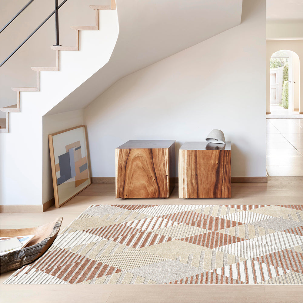 Релефен Килим Туид Ромбове Оранжево Стандартен / 135 х 195