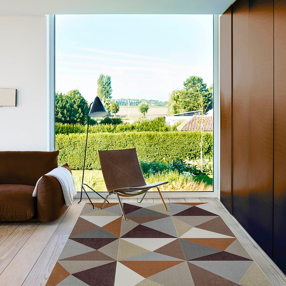 Модерен Килим Милано 3D пирамиди Оранжево Стандартен / 200 х 290