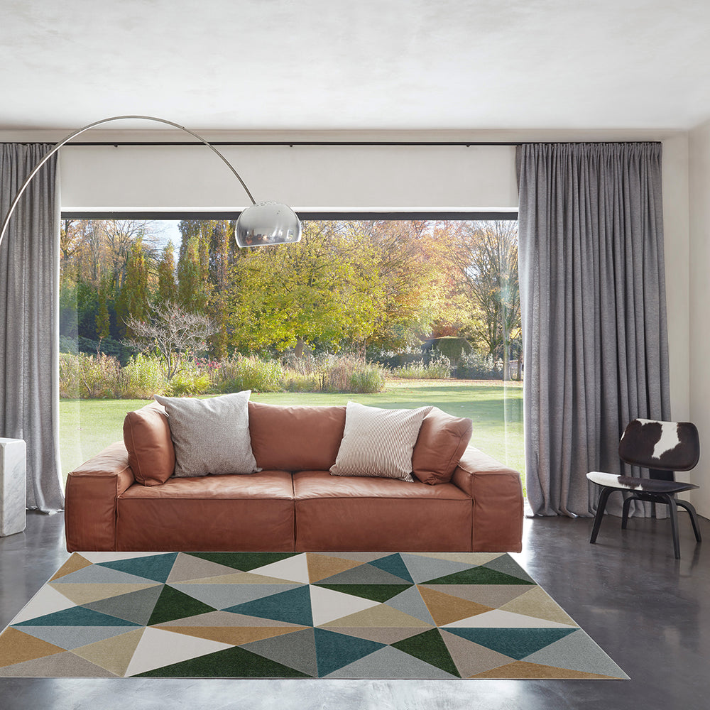 Модерен Килим Милано 3D пирамиди Синьо Стандартен / 200 х 290