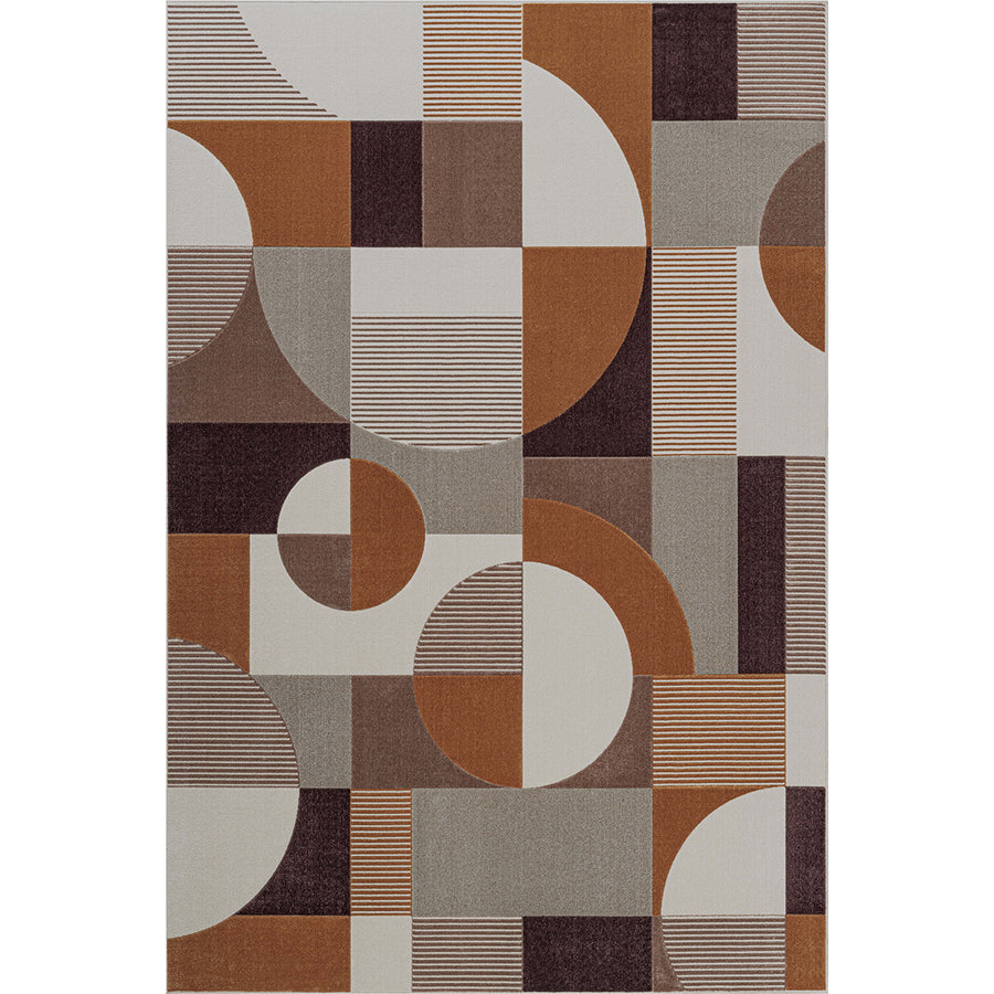 Модерен Килим Милано Кръгове квадрати Оранжево Стандартен / 200 х 290