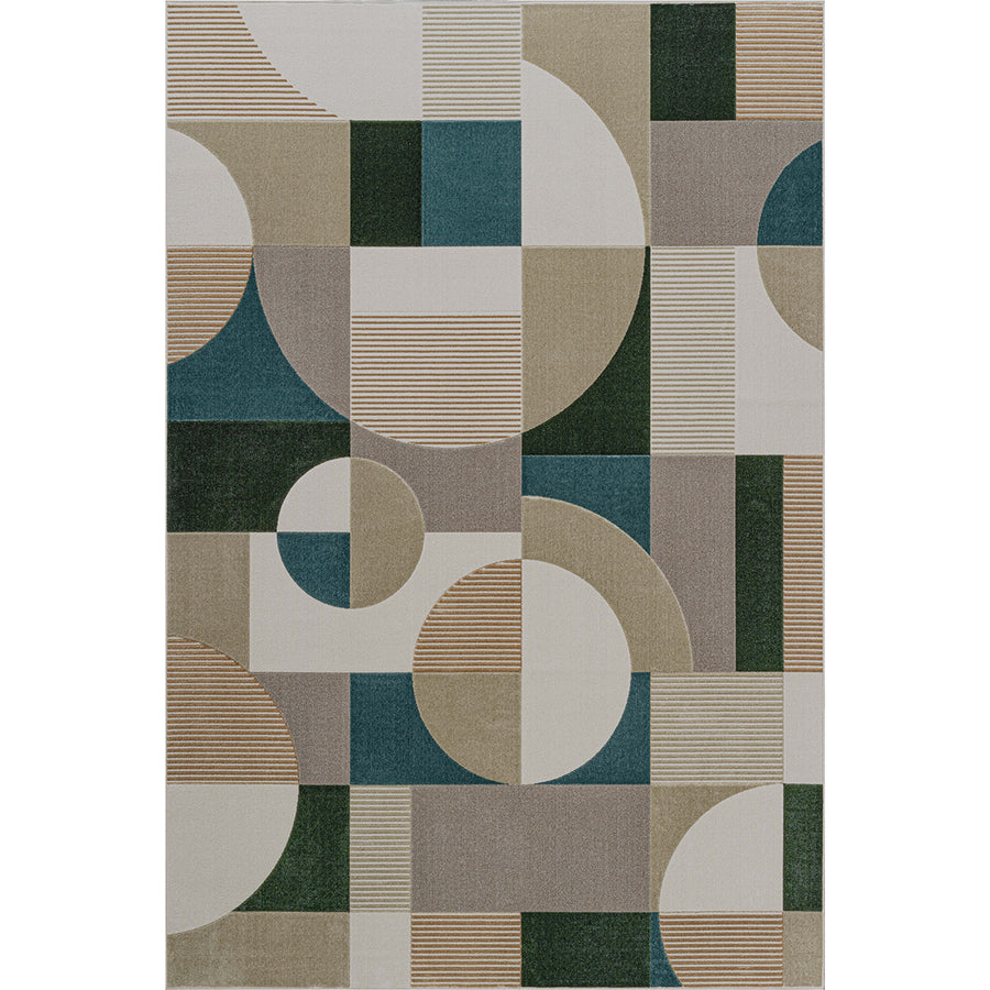 Модерен Килим Милано Кръгове квадрати Синьо Стандартен / 200 х 290