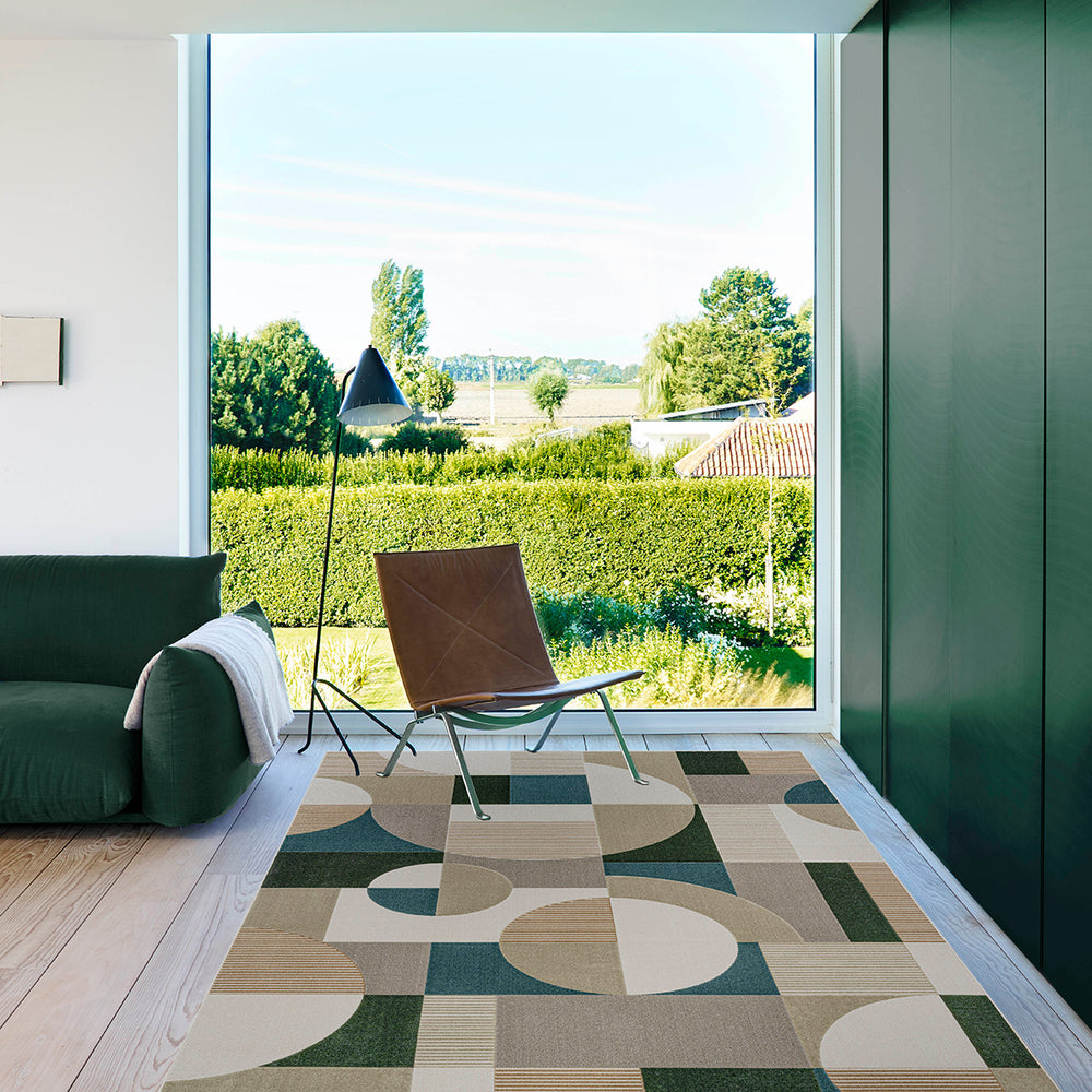 Модерен Килим Милано Кръгове квадрати Синьо Стандартен / 200 х 290