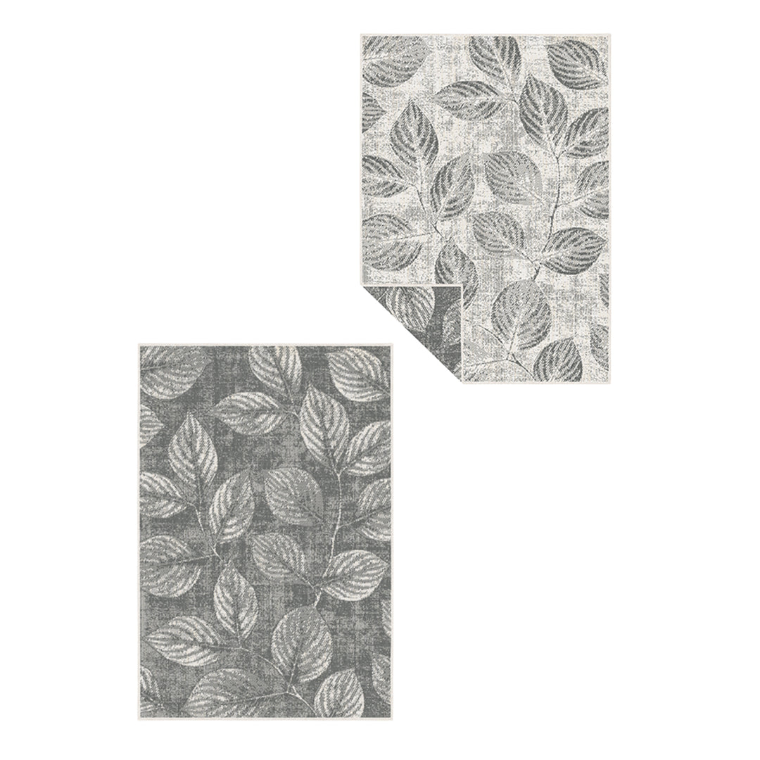 Двулицев Килим Brussels -Клонки листа Сиво вътре/вън
