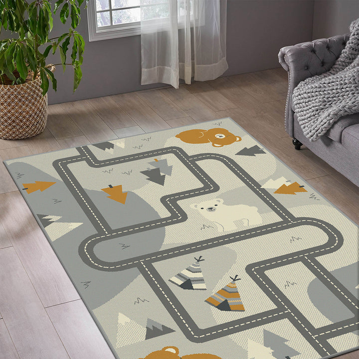 Children's Rug Leni 120/170 cm for Children's Room-Streets Gray-orange