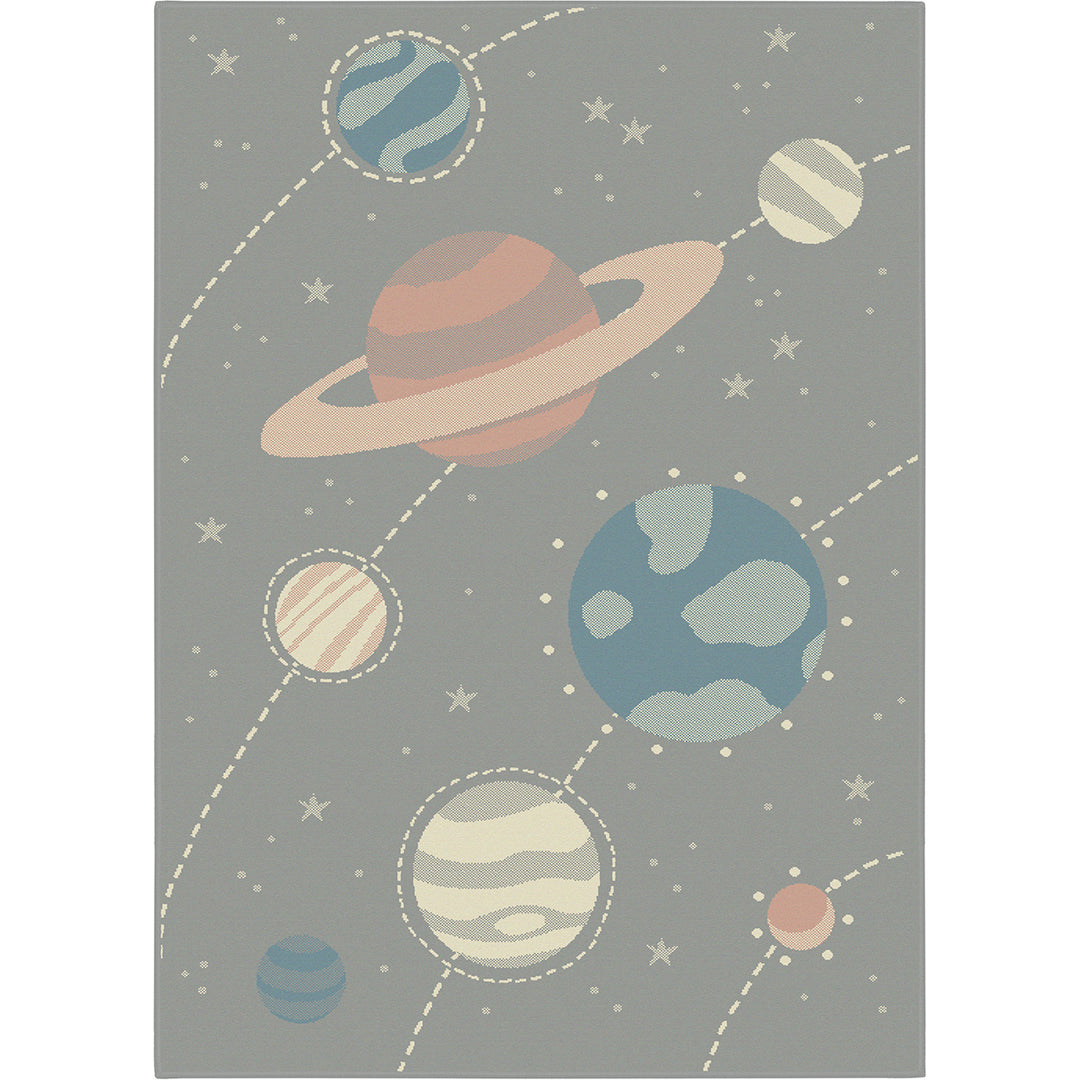 Children's Rug Leni 120/170 cm for Children's Room-Planets Gray