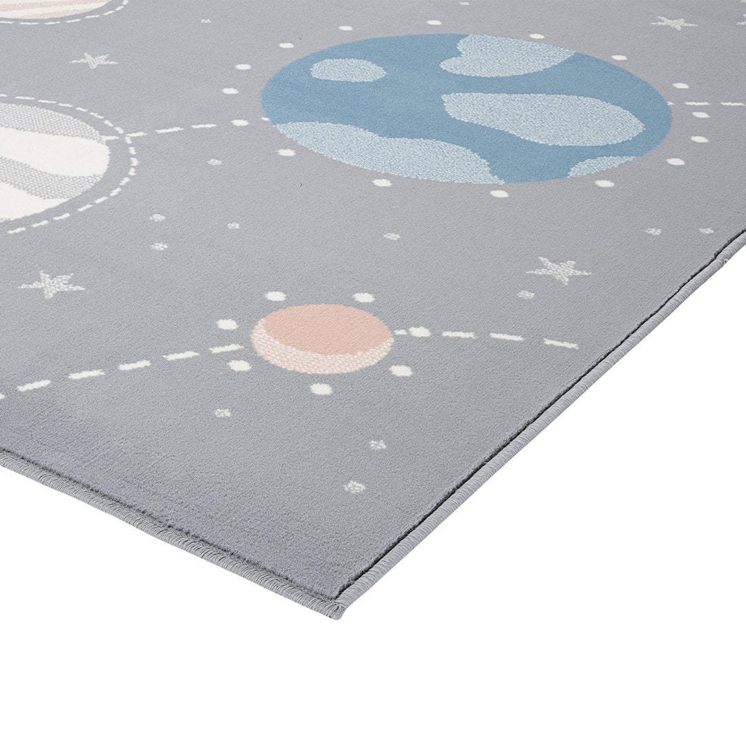 Children's Rug Leni 120/170 cm for Children's Room-Planets Gray