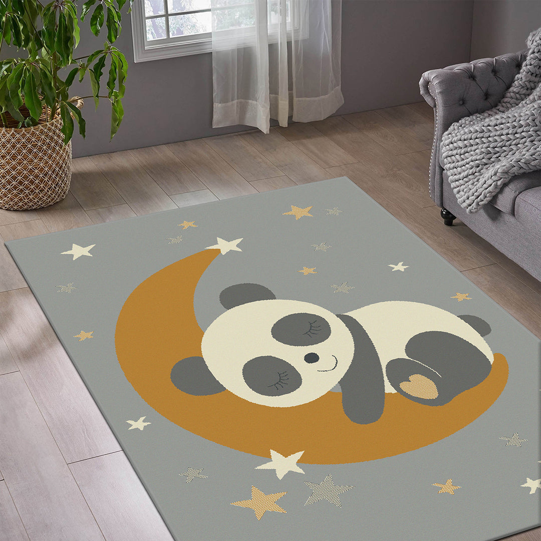 Children's Rug Leni 120/170 cm for Children's Room - Sleeping Panda Gray