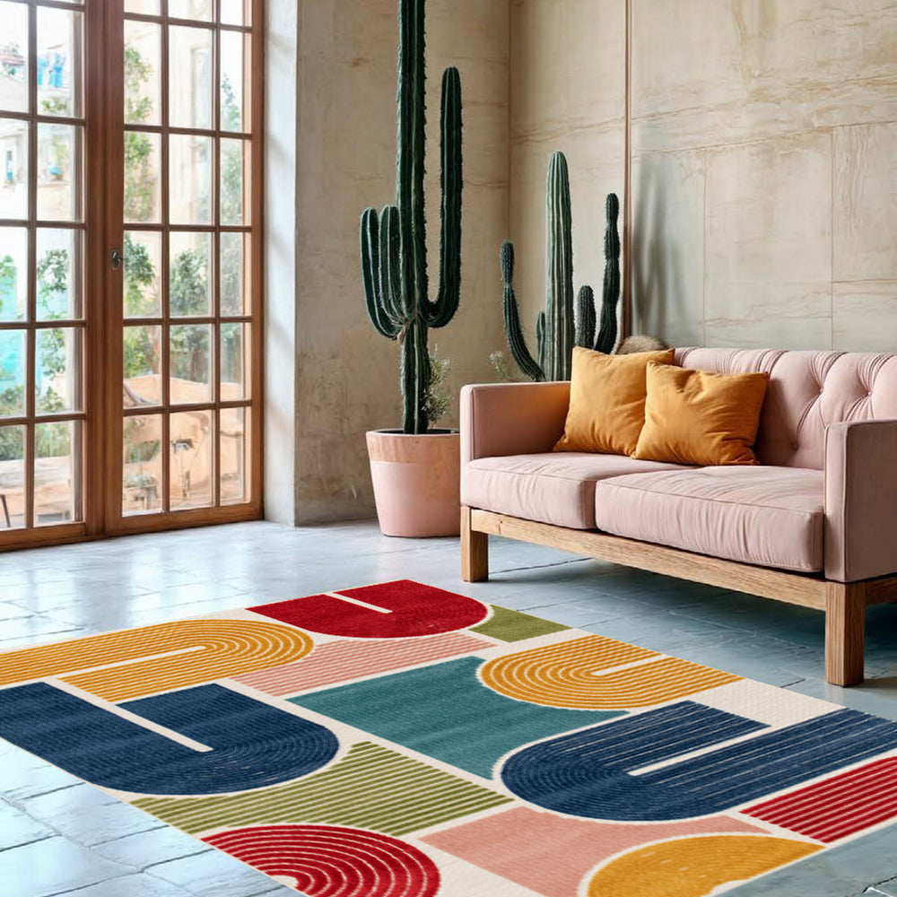Релефен 3D Килим Мамбо Цветни фигури вътре/вън Стандартен / 120 х 170