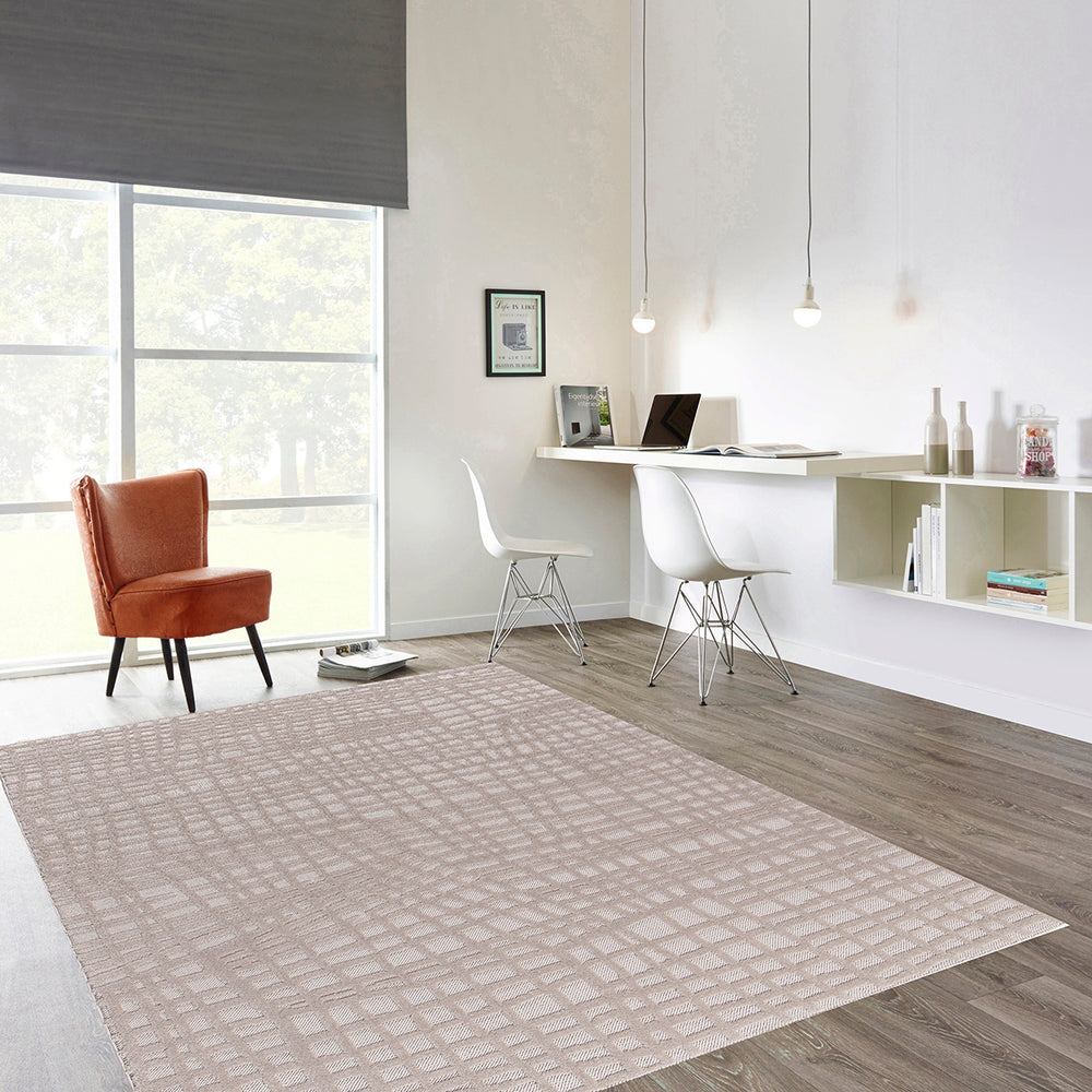 Релефен 3D Килим Мрежа Бежово Лекси Стандартен / 120 х 170