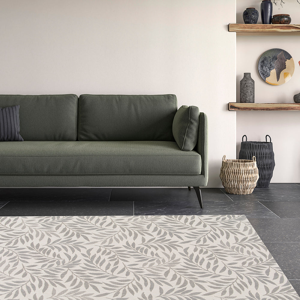 Плосък Килим Сиви Листа Бежово вътре/вън Есенца Стандартен / 120 х 170