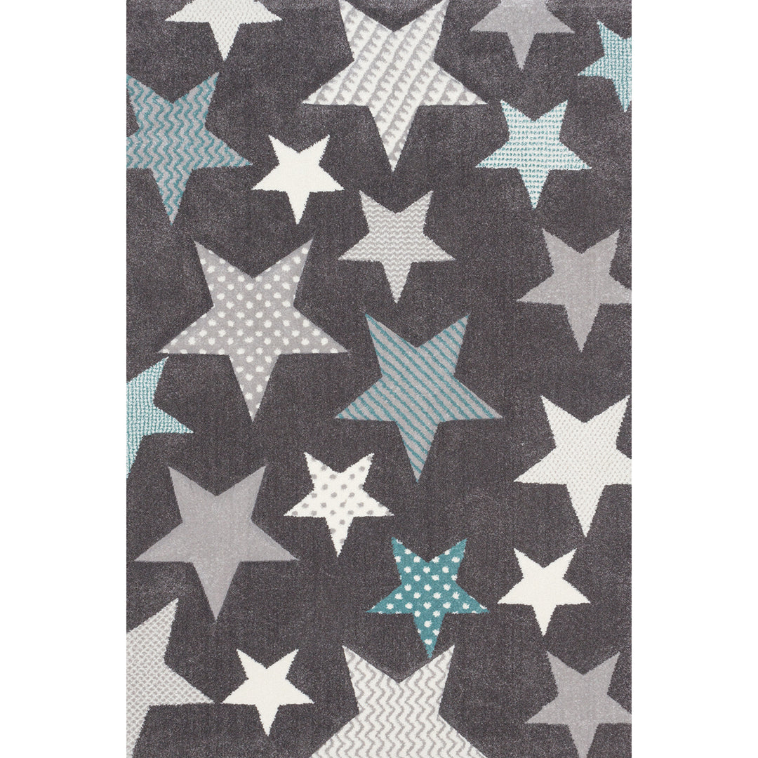 Children's Embossed Carpet Pastel Kids Stars Gray