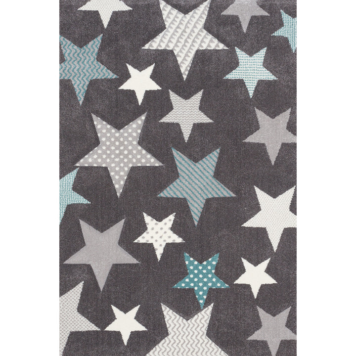Children's Embossed Carpet Pastel Kids Stars Gray