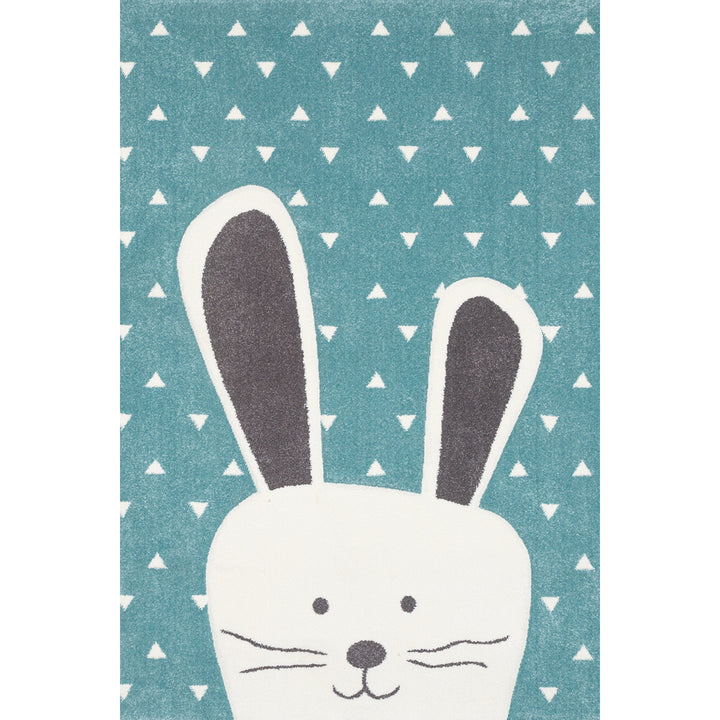 Children's Embossed Carpet Pastel Kids Bunny Blue