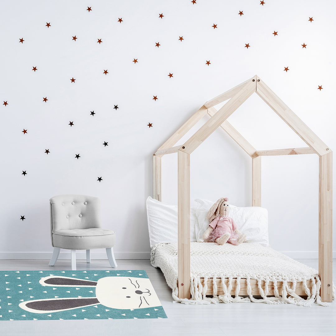 Children's Embossed Carpet Pastel Kids Bunny Blue