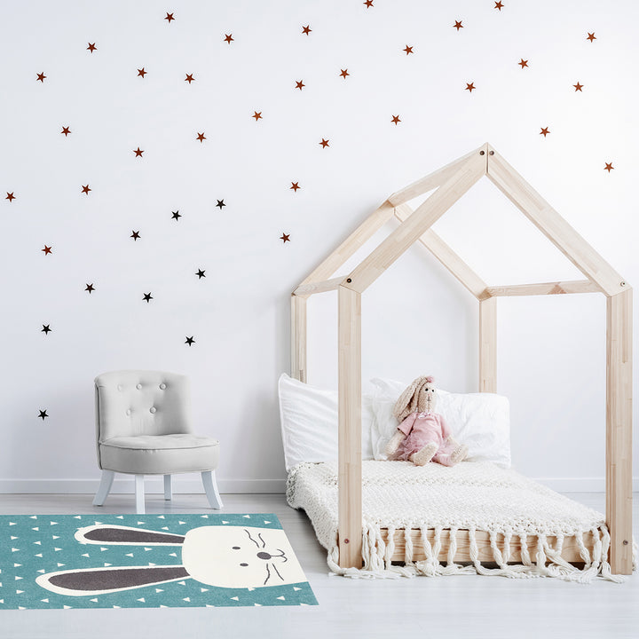 Children's Embossed Carpet Pastel Kids Bunny Blue