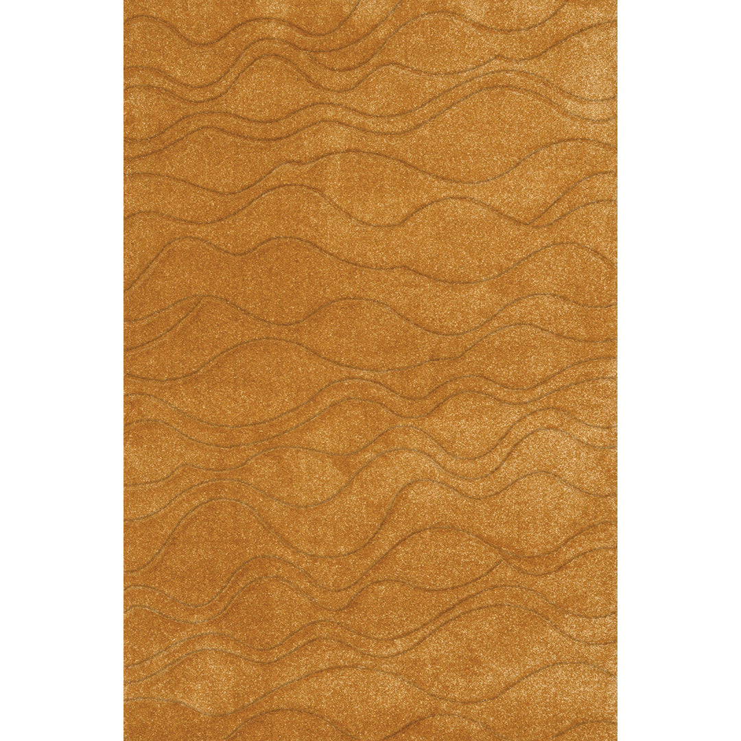 Релефен Килим Вегас Уни 160/230 см Едноцветен за Хол Спалня-Вълни Горчица