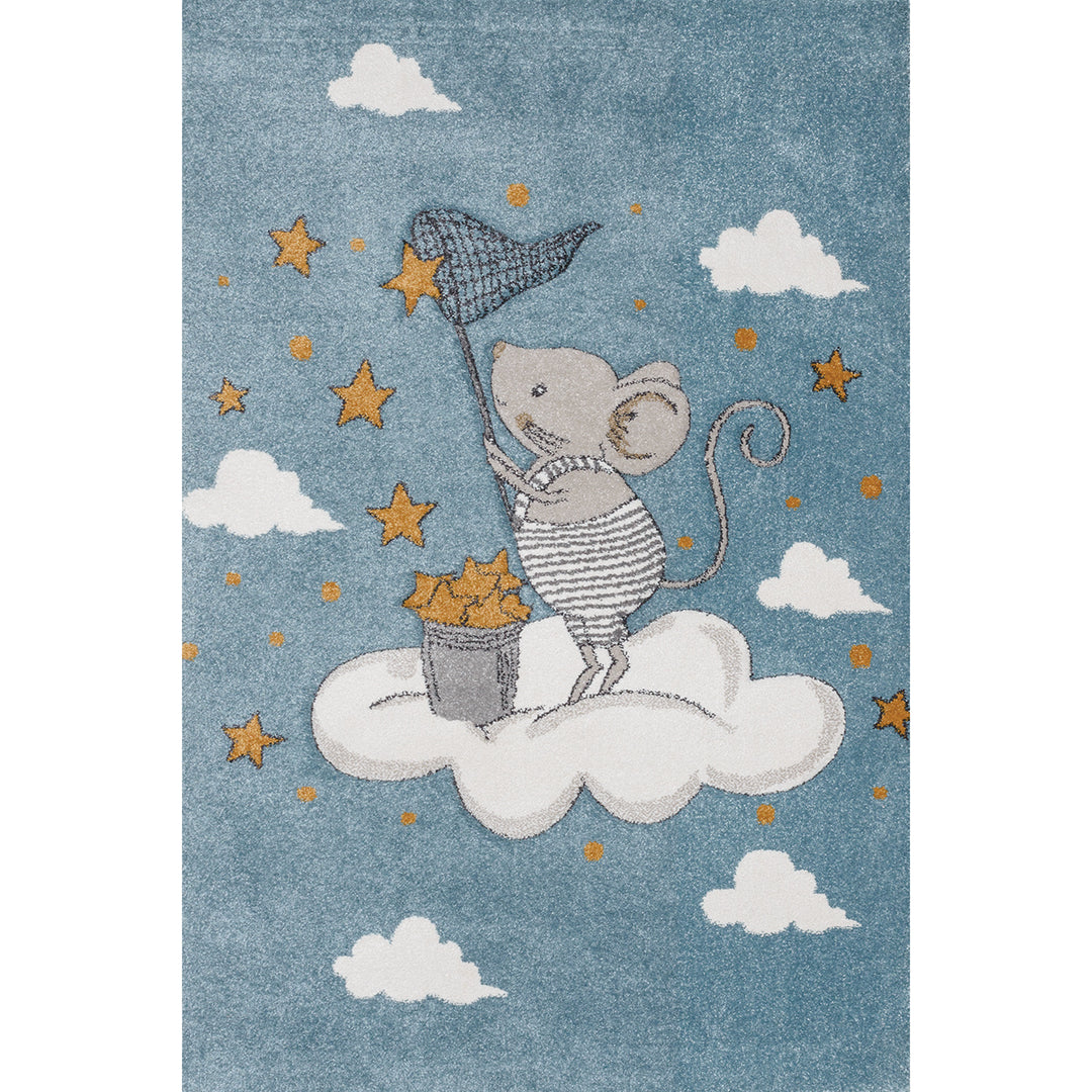 Children's embossed carpet Vegas Kids 120/170 cm for Children's room - Mouse stars Blue
