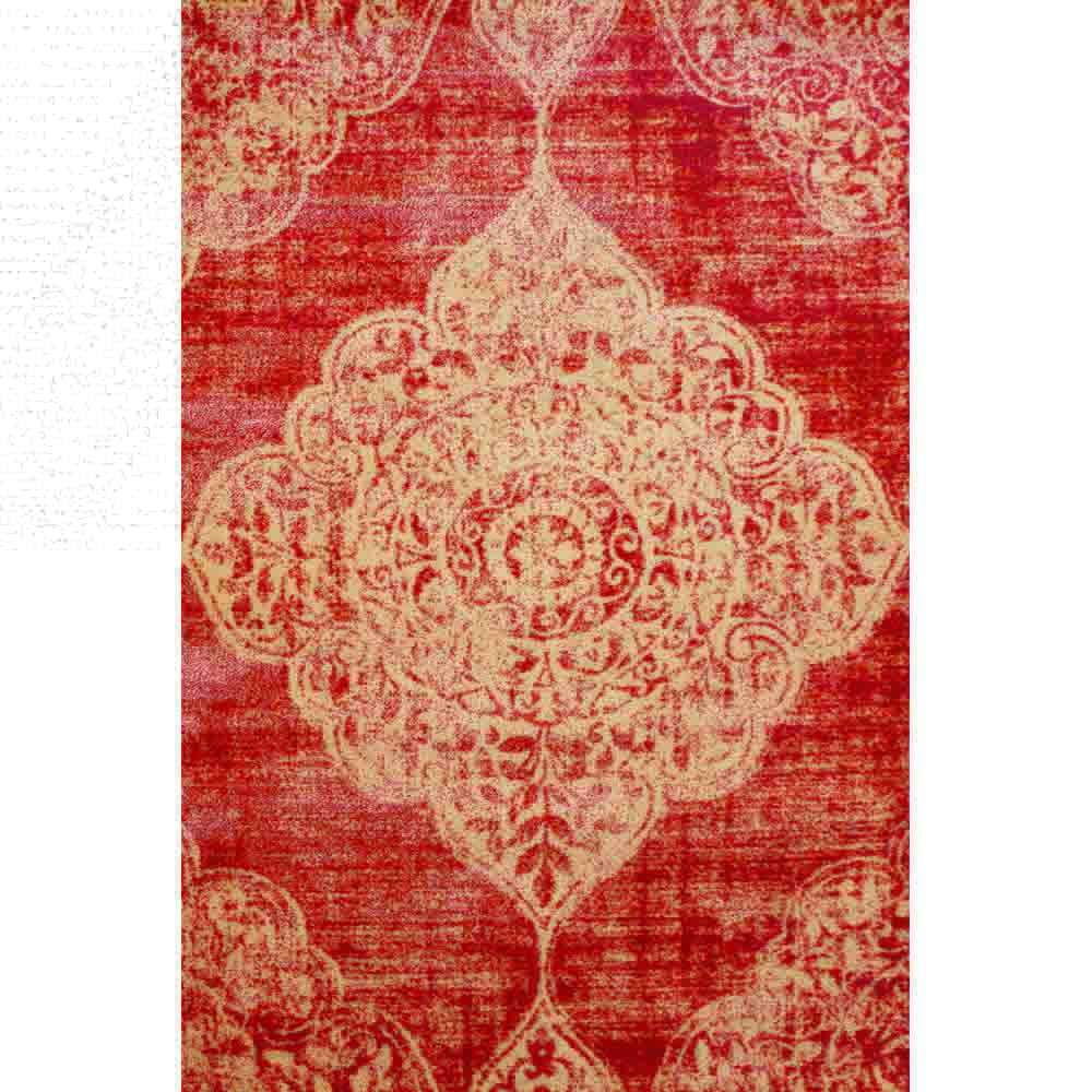 Класически Килим Солид 164/230 см за Хол Спалня -Орнамент Червено