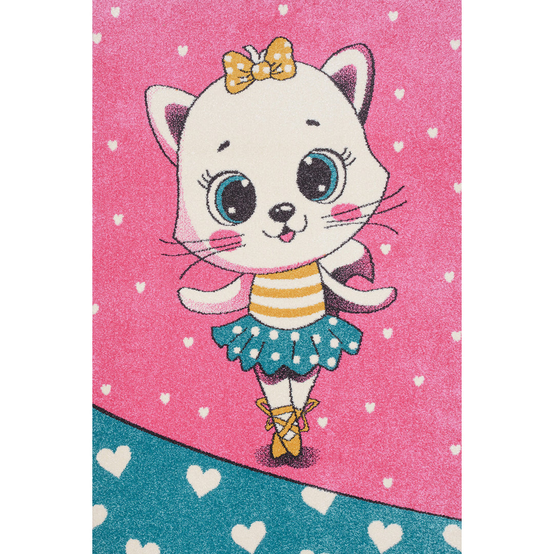Children's Play Rug 120/170 cm for Children's Room - Ballerina Kitten Pink