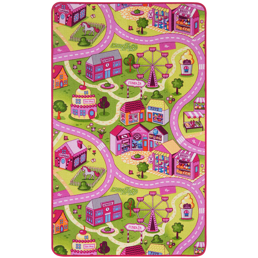 Детски Килим Kids 100/165 см за Детска стая -Sweet Village Розово