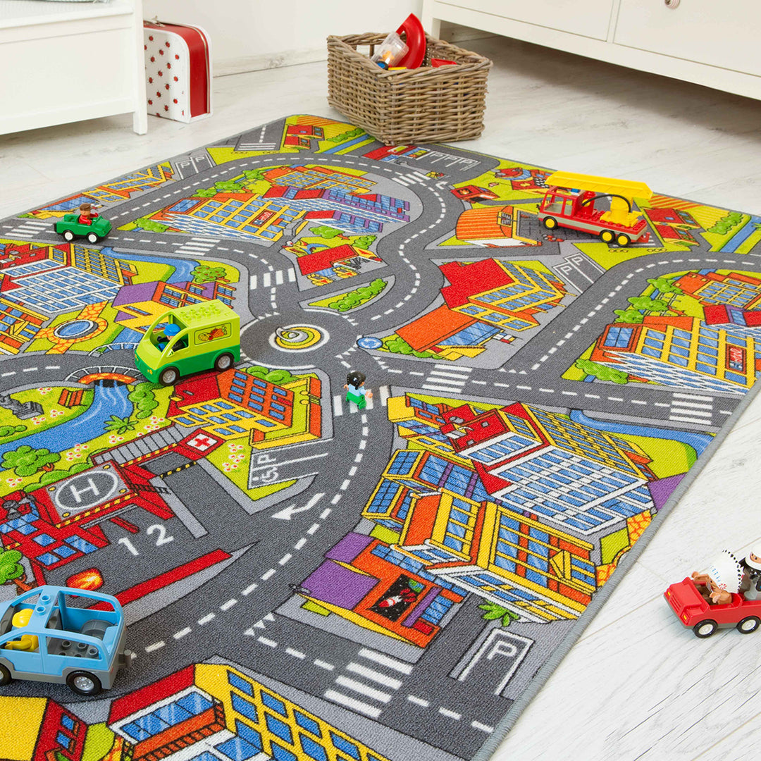 Детски Килим Kids 95/200 см за Детска стая -Big City Многоцветен