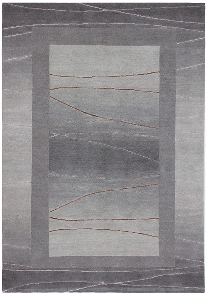 Wool Hand-Knitted Carpet Linea 140/200 cm for Living Room Bedroom - Silver