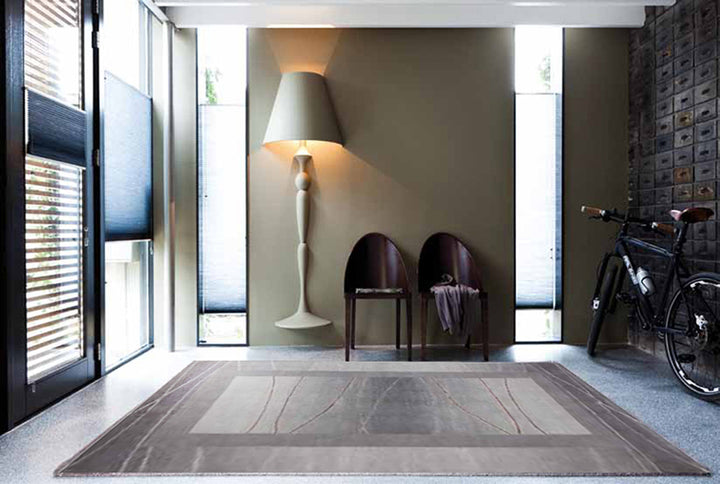 Wool Hand-Knitted Carpet Linea 140/200 cm for Living Room Bedroom - Silver