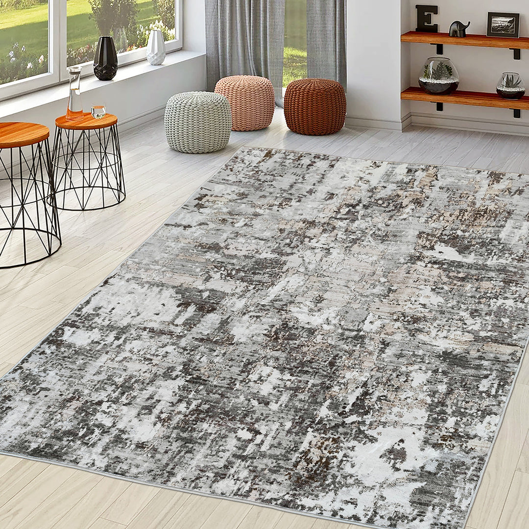 Мек Килим Хималая Абстракт Сиво противоплъзгащ