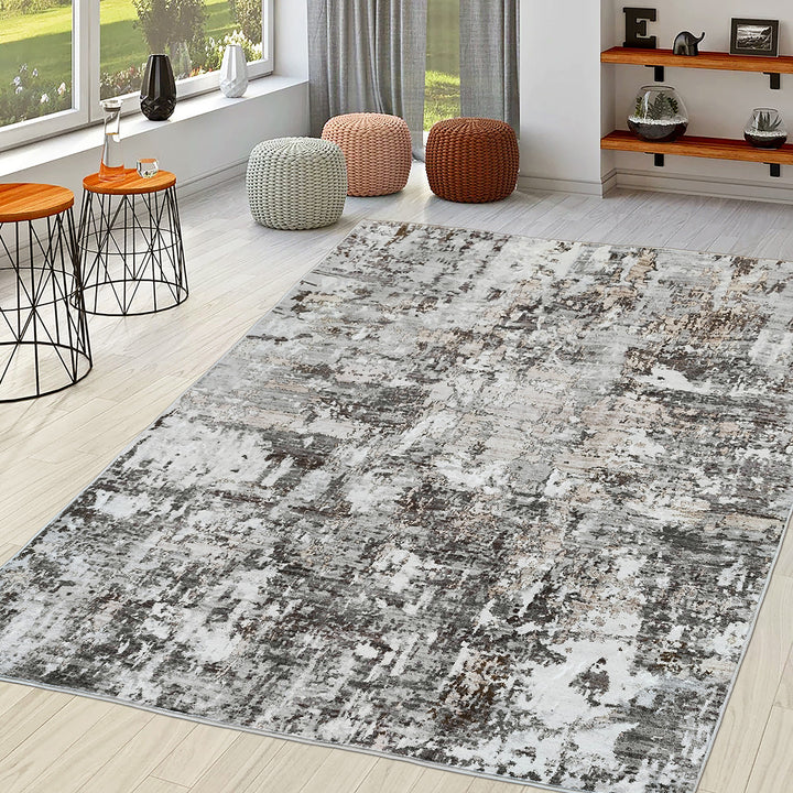 Мек Килим Хималая Абстракт Сиво противоплъзгащ