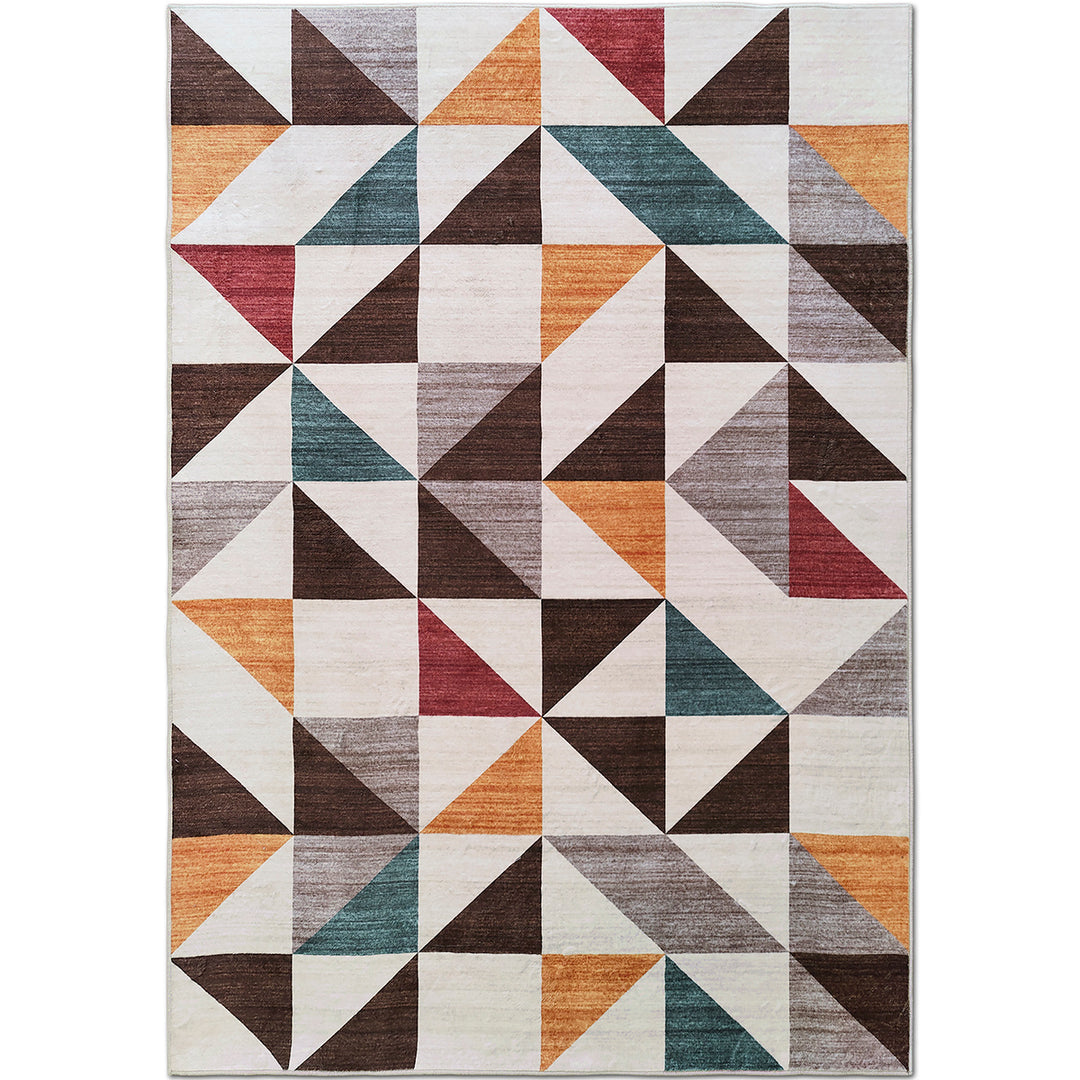 Мек Килим Хималая Геометрия Кремаво-кафяво противоплъзгащ