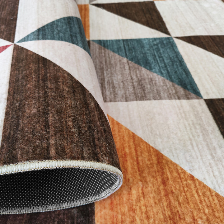 Мек Килим Хималая Геометрия Кремаво-кафяво противоплъзгащ