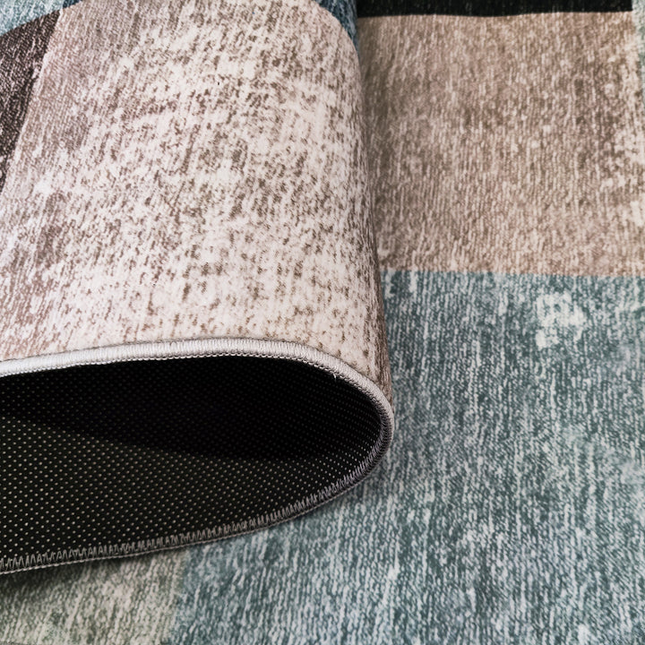 Мек Килим Хималая Квадрати Бежово-сини противоплъзгащ