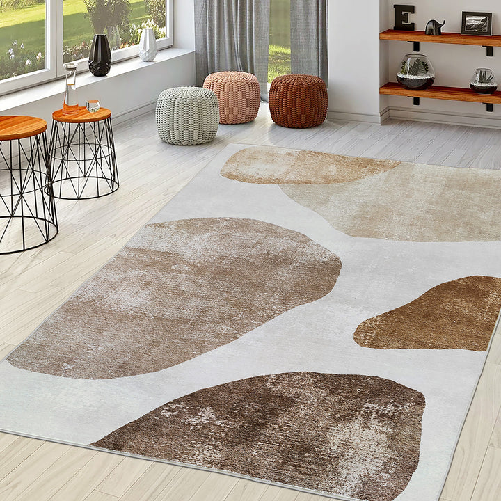 Мек Килим Хималая Камъни Бежово противоплъзгащ