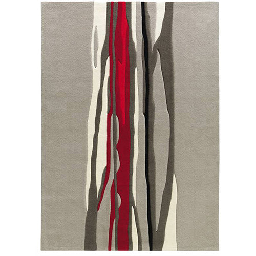 Designer Carpet Spirit 140/200 cm for Living Room Bedroom - Red Gray Stripes