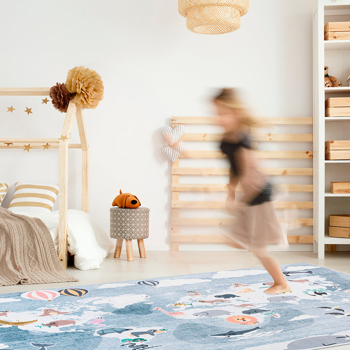 Children's Chenille Carpet Stockholm Map Anti-Slip
