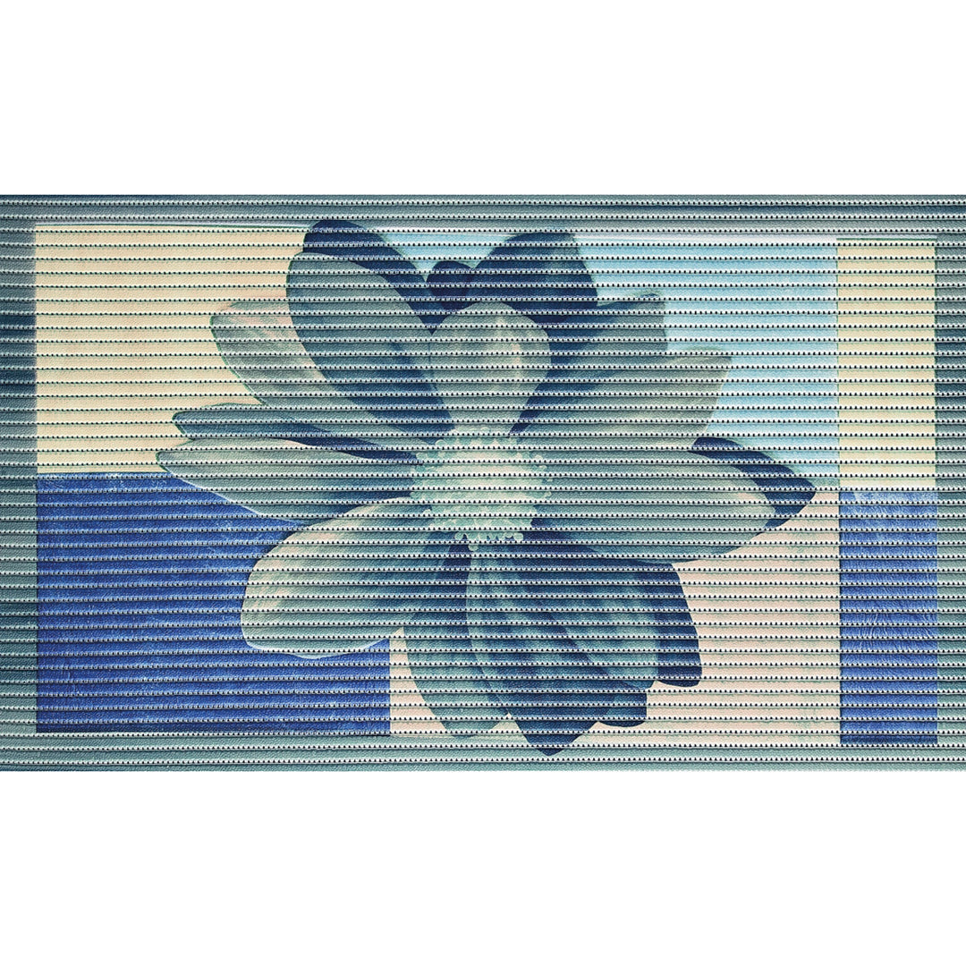 Bath mat Motif 48/80 cm Motif 3D flower blue