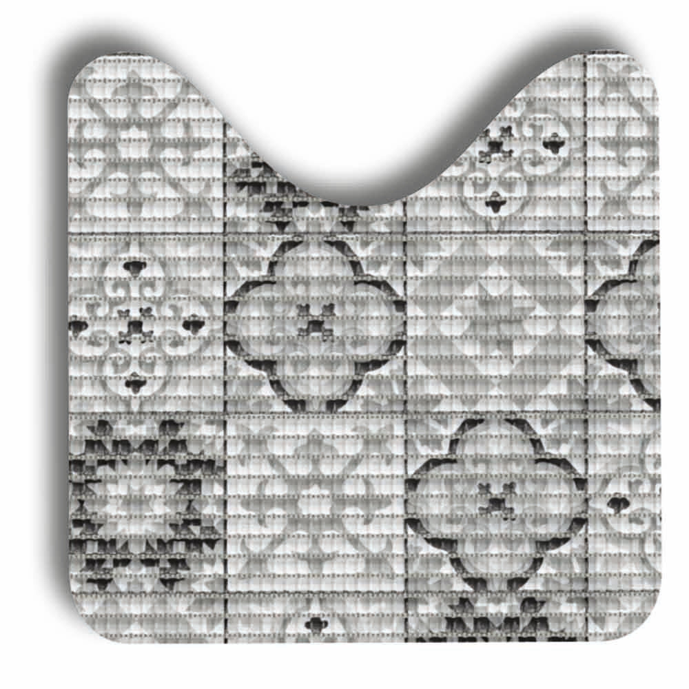 Bath mat SoftiTex 80/48 + 48/48 cm set U Tiles Antique black