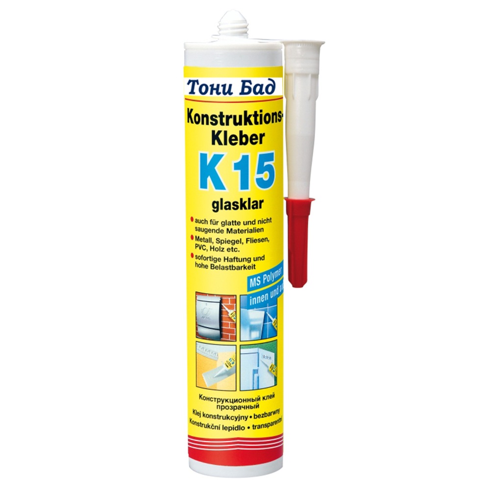 Construction glue K15, transparent 290 g.