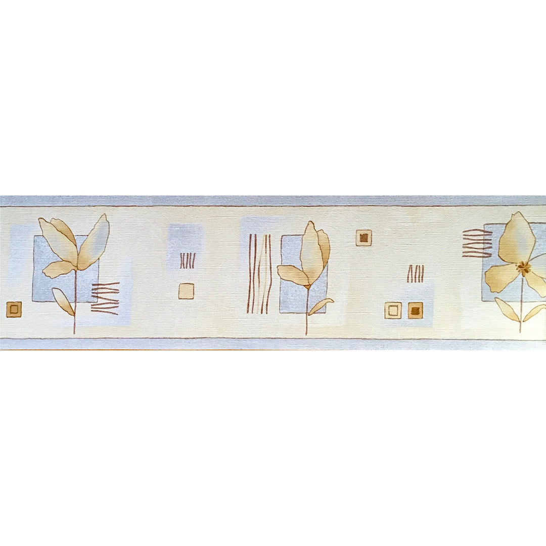 Paper Double-Layer Frieze 13.3 cm/5 m for Living Room Bedroom Orange Flowers Gray